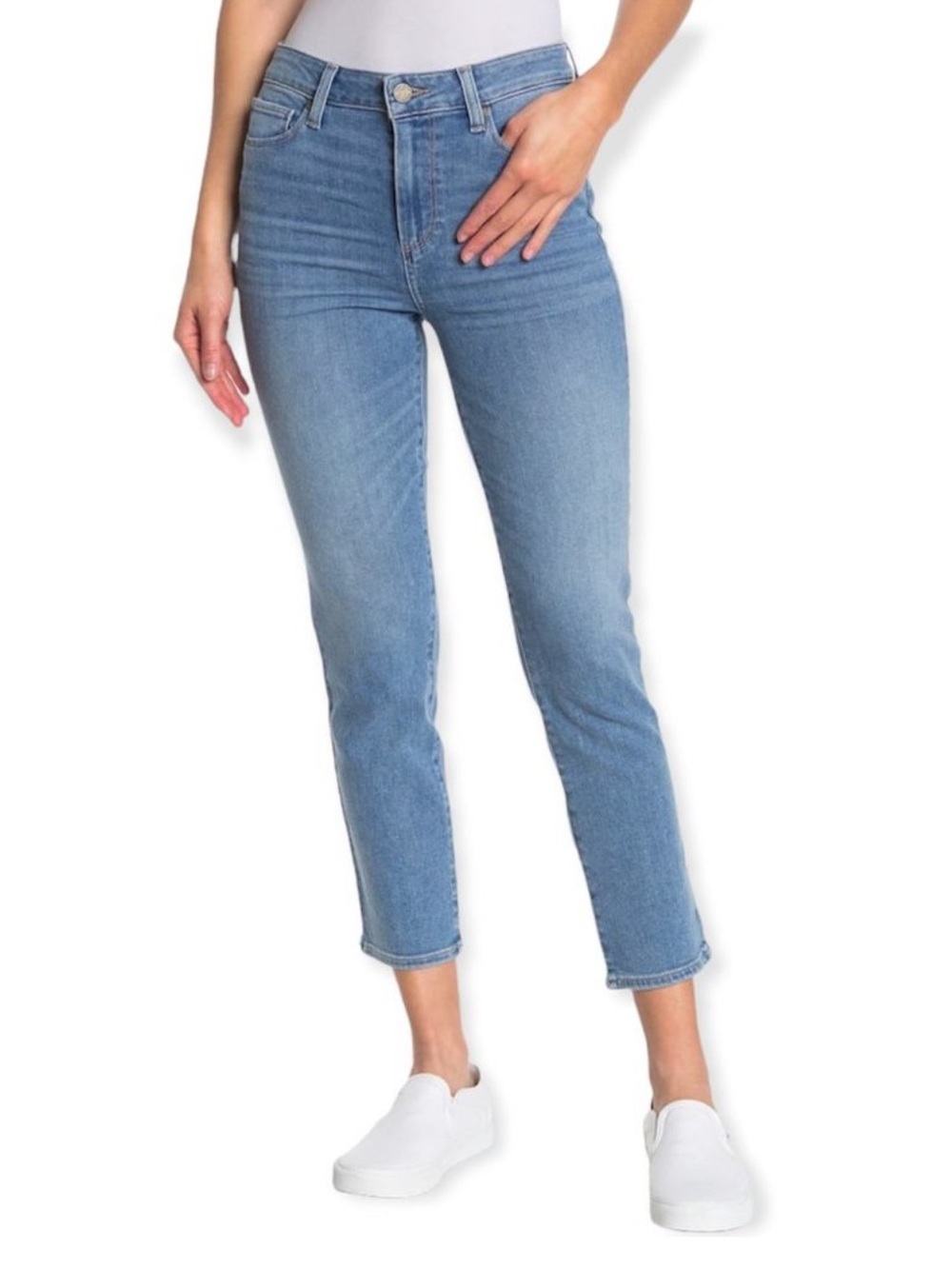 PAIGE Hoxton Slim Crop Jeans in Melrose Light Medium Wash, Women's 32
